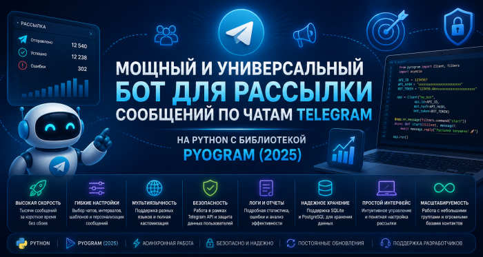 Спамер по чатам в телеграм (2026)